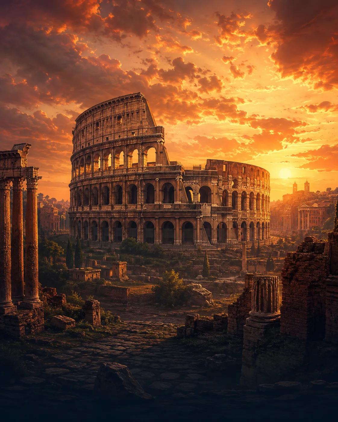 El Coliseo de Roma al atardecer