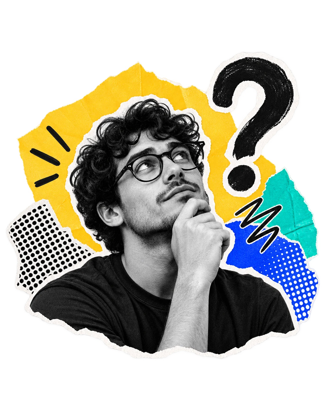 Person considering questions about an AI-generated podcast